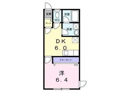 ルーチェ福住(1DK/2階)の間取り写真