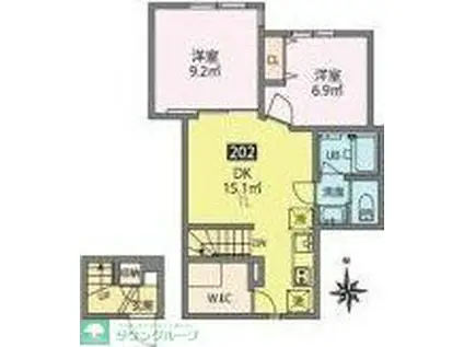 クレストラン蒲田(2DK/2階)の間取り写真