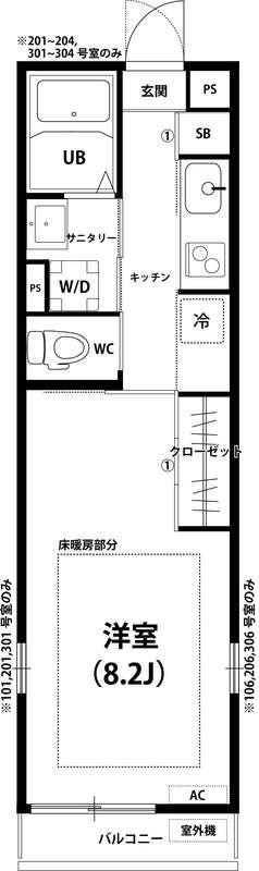 リブリ・ガーデンヒルズ藤崎(1K/3階)の間取り写真