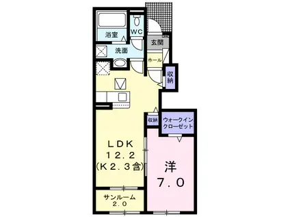 レモネンドアプル(1LDK/1階)の間取り写真