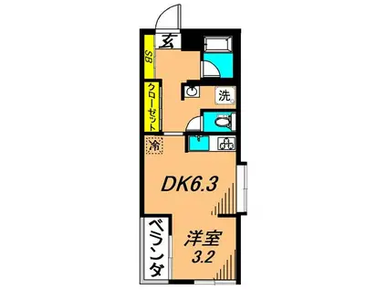パークアベニュー(ワンルーム/1階)の間取り写真