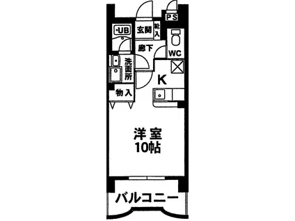 ＪＲ東北本線 盛岡駅 徒歩12分 6階建 築25年(1K/3階)の間取り写真