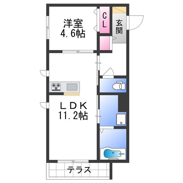シャーメゾン山吹(1LDK/3階)の間取り写真