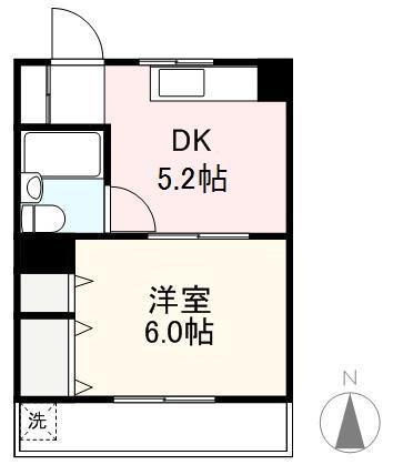 石井ハイツ(1DK/1階)の間取り写真