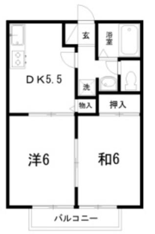 津ノ宮ガーデン(2DK/2階)の間取り写真