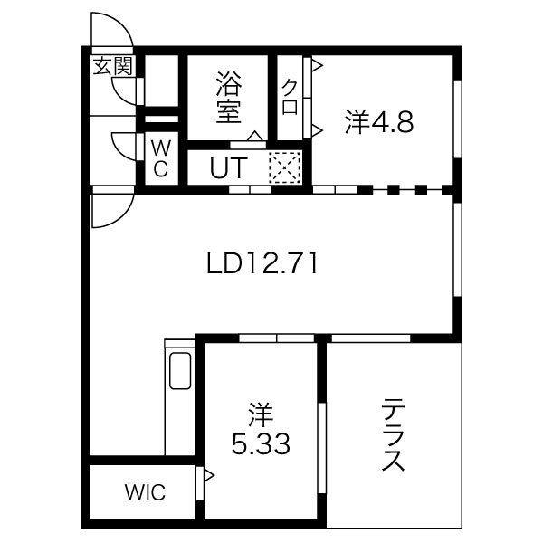 コア山の手(2LDK/1階)の間取り写真