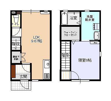 ビオラ上赤江A棟(1LDK/1階)の間取り写真