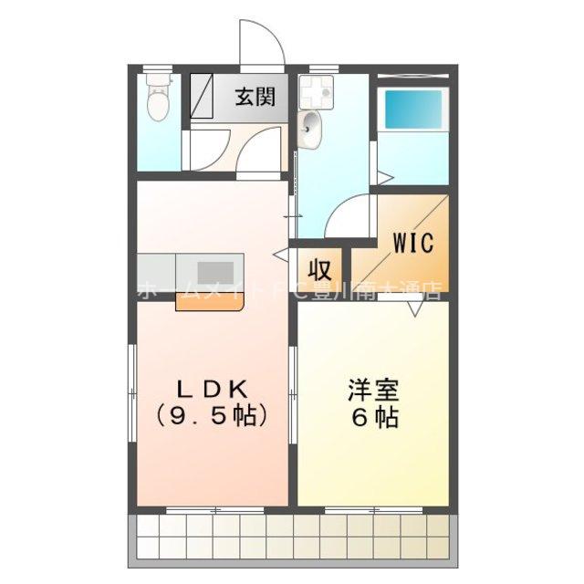 ブロードタウン神野II E(1LDK/2階)の間取り写真