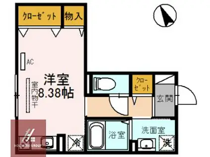 DROOMFUTABA2(ワンルーム/3階)の間取り写真