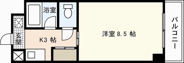 フレア21三篠(1K/8階)の間取り写真