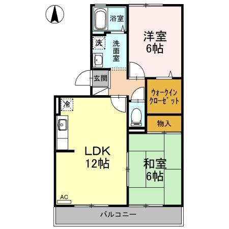 サンシャインハイツ A棟(2LDK/3階)の間取り写真