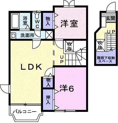 エクセレントシティI(2LDK/2階)の間取り写真