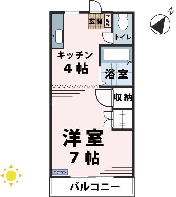 シャトーM(1K/2階)の間取り写真