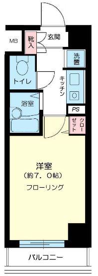 菱和パレス三田慶大前(1K/3階)の間取り写真