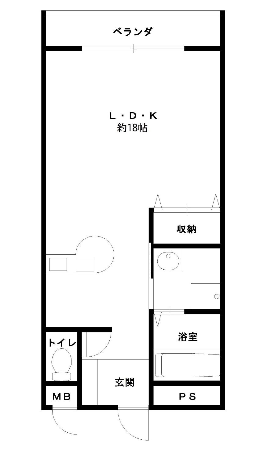 グランデール駅西(ワンルーム/2階)の間取り写真