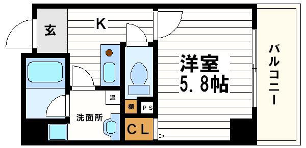 メゾンルージュ谷町(1K/4階)の間取り写真