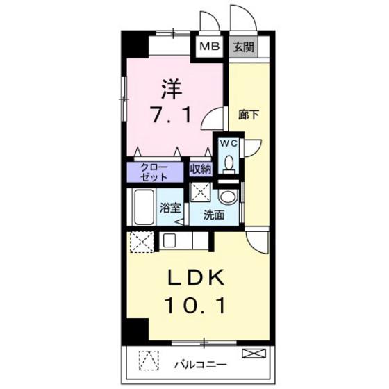 CUORE(1LDK/4階)の間取り写真