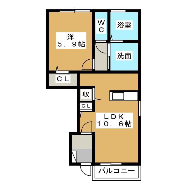 JEUNESSE(1LDK/1階)の間取り写真