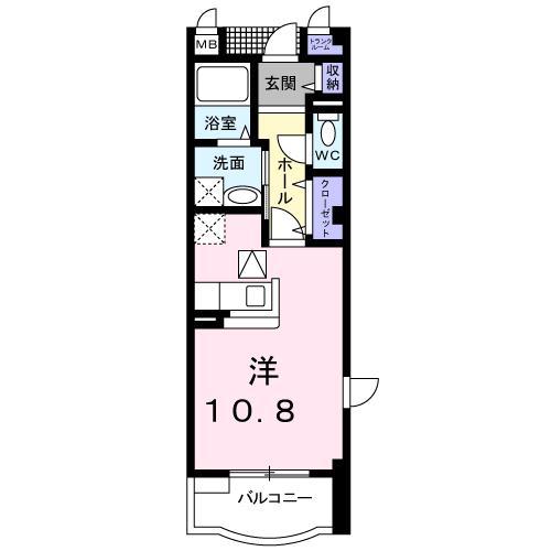 プラネットB(1K/1階)の間取り写真
