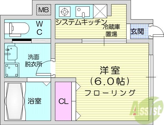 小田原1丁目(1K/1階)の間取り写真