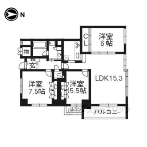 サンメゾン烏丸御池ザ・ゲート(3LDK/10階)の間取り写真