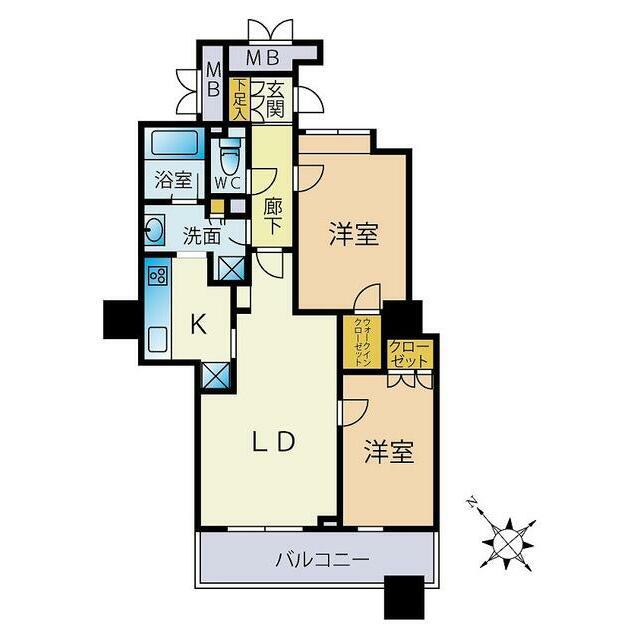 キャメリアタワー川口(2LDK/17階)の間取り写真