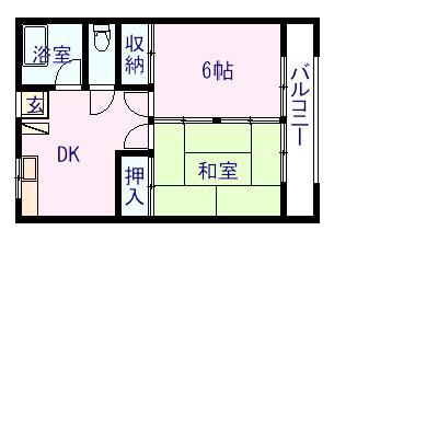 豊泉ビル1(2DK/2階)の間取り写真