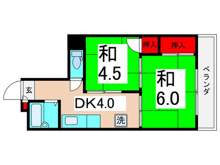 ハマースミス(2DK/4階)の間取り写真