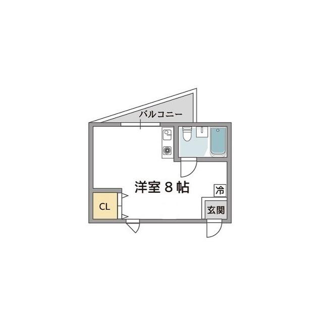 ドムール大倉(ワンルーム/2階)の間取り写真