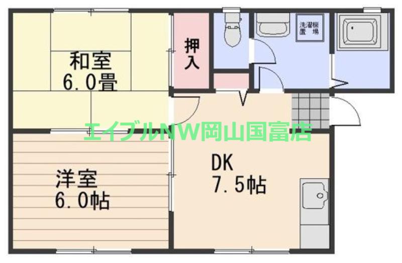 サンライフ四御神(2DK/2階)の間取り写真