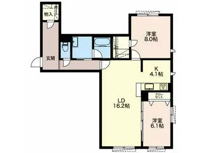 THE GRAN MOON(2LDK/1階)の間取り写真