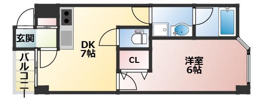 コルネット(1DK/3階)の間取り写真