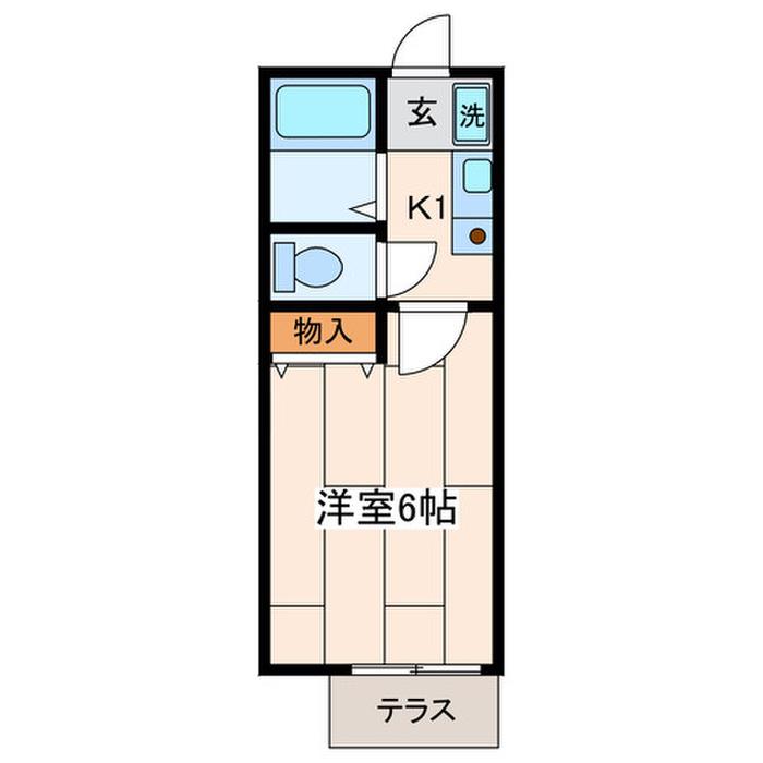 ファランドール座間(1K/1階)の間取り写真