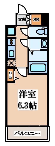 ファステート東大阪アダマス(1K/2階)の間取り写真