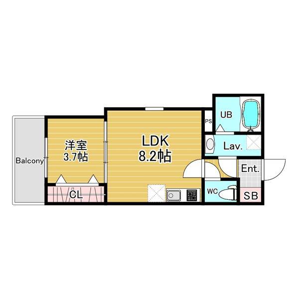 ジーメゾン明石ブリーズ(1LDK/2階)の間取り写真