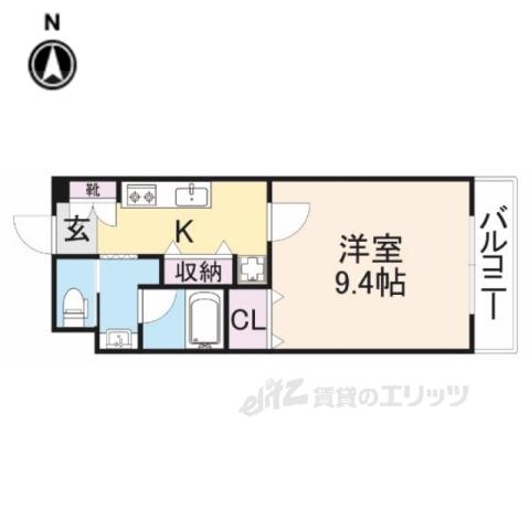 カリーノカサメント東中振(1K/3階)の間取り写真