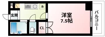 グランコート江坂(1K/1階)の間取り写真