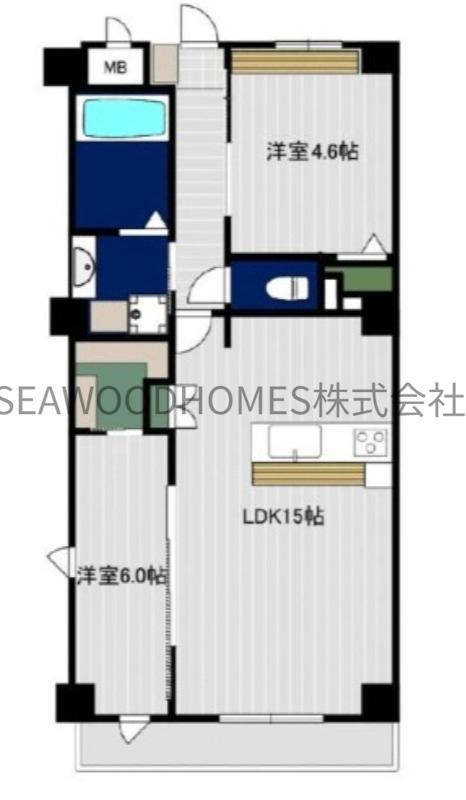 OVEST金沢八景(2LDK/2階)の間取り写真