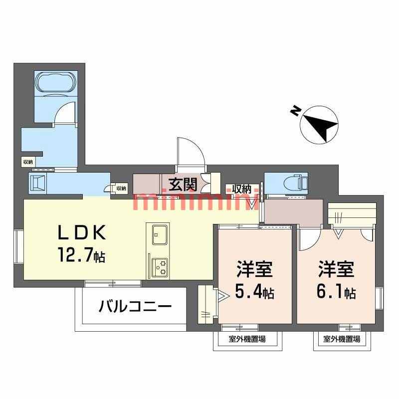 シャーメゾン ノワリー(2LDK/4階)の間取り写真