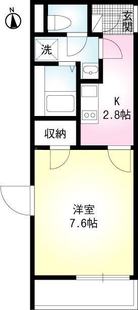 ミモザパレス平井(1K/2階)の間取り写真