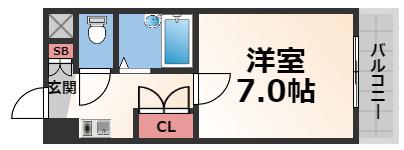 リップル布施イースト(1K/1階)の間取り写真