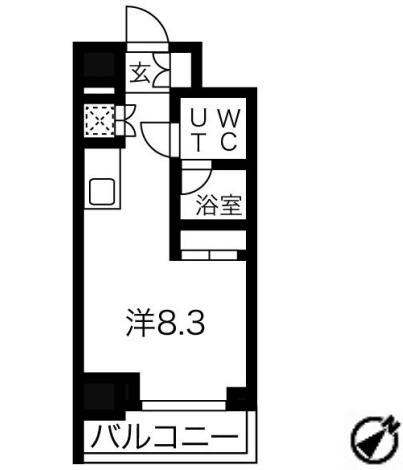 スパシエ アコルデ 横浜(ワンルーム/4階)の間取り写真