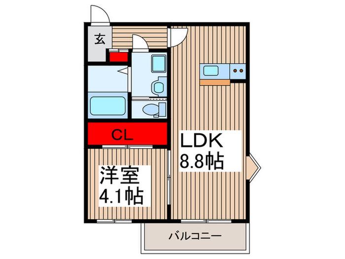 エクセレンテ秋津(1LDK/3階)の間取り写真