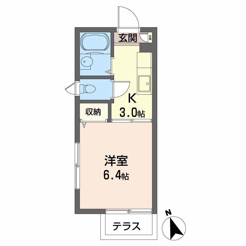 ディアス奥須磨(1K/1階)の間取り写真
