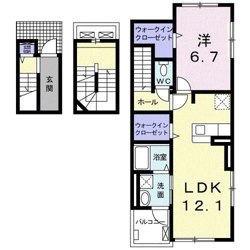 シェーネアンジュクロシェットB(1LDK/3階)の間取り写真