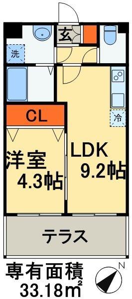 アルコバレーノ マクハリ(1LDK/1階)の間取り写真