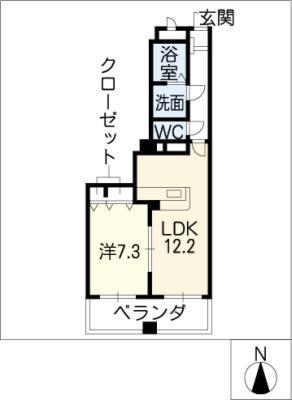 アニマーレ名城(1LDK/7階)の間取り写真