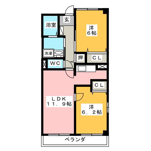 ドゥーメゾンK(2LDK/3階)の間取り写真