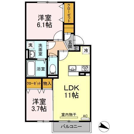 グレイシア(2LDK/2階)の間取り写真