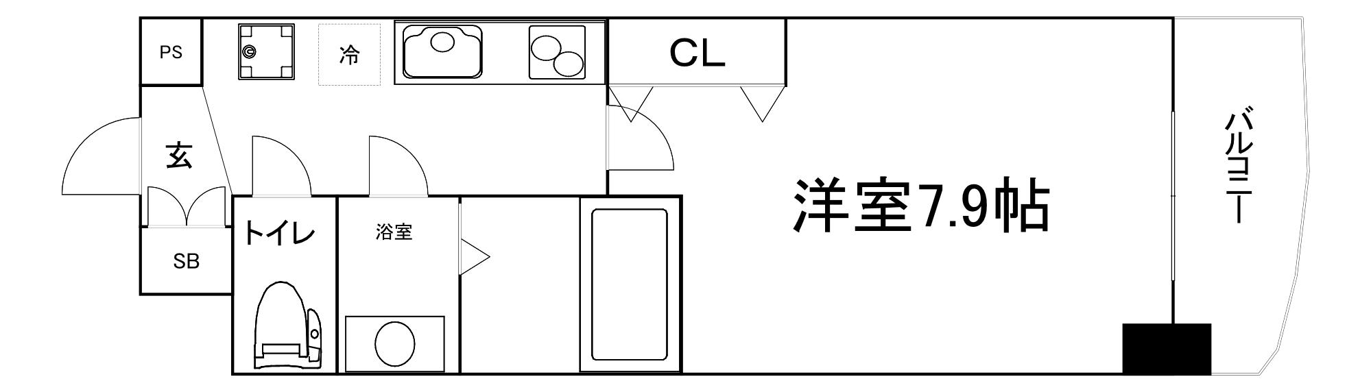 LUXE森之宮(1K/2階)の間取り写真